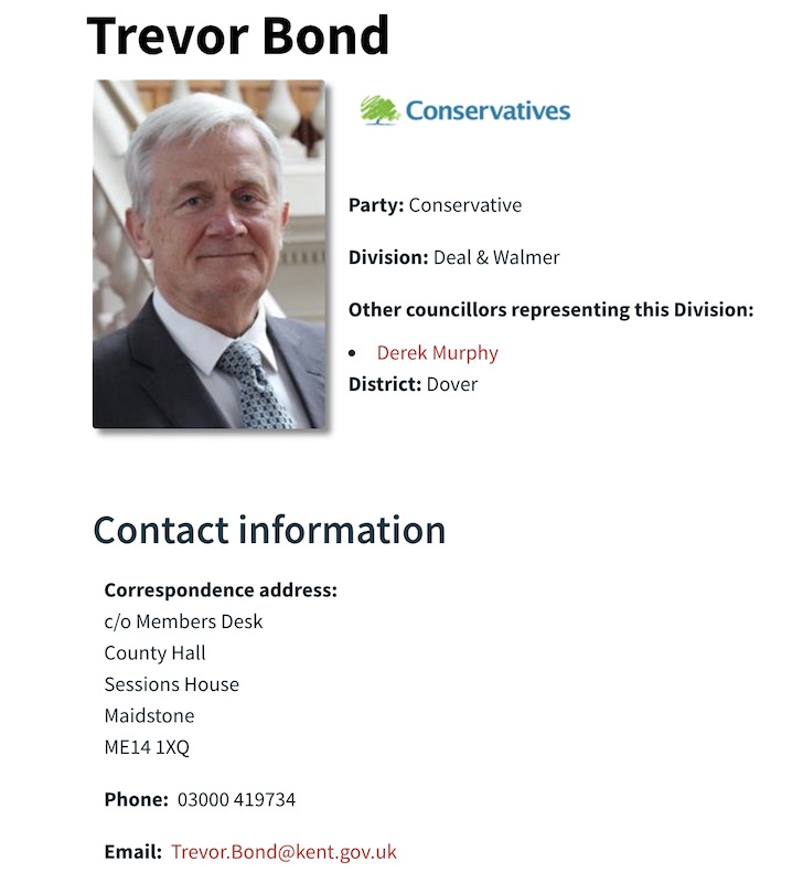 Trevor Bond<br />
Kent County Councillor