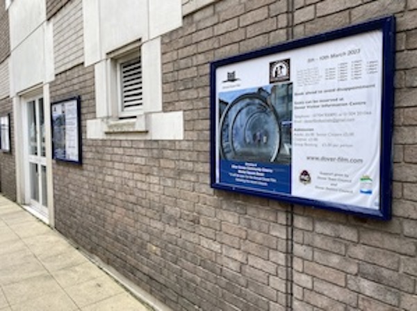 Poster Boards outside cinema in Dover Museum 